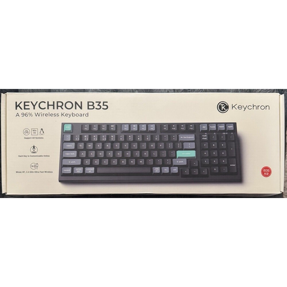 Keychron B35 96% Wireless Wired Keyboard, Bluetooth, Customizable Keys OPEN BOX